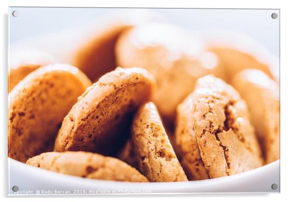 Italian Amaretti Biscuits In White Bowl Acrylic by Radu Bercan
