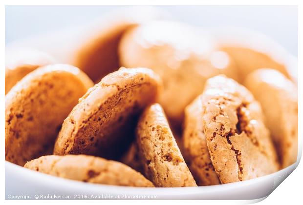 Italian Amaretti Biscuits In White Bowl Print by Radu Bercan