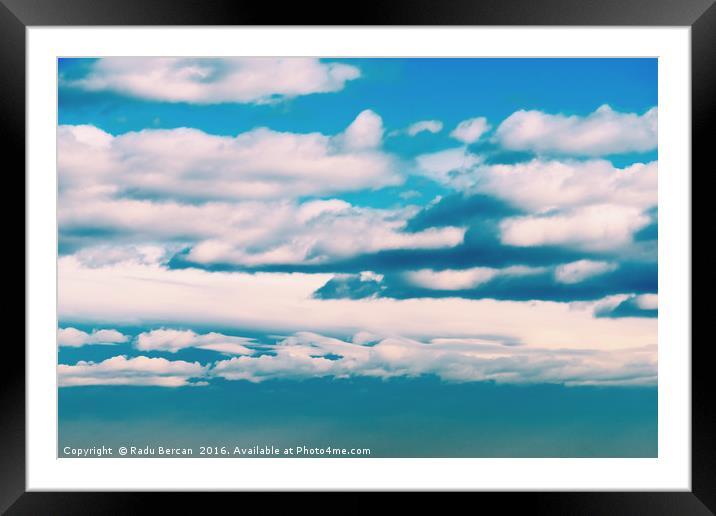 White Soft Clouds On Blue Turquoise Sky Framed Mounted Print by Radu Bercan