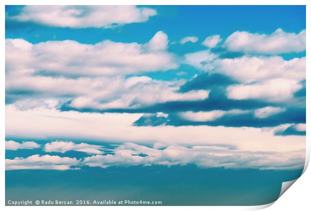 White Soft Clouds On Blue Turquoise Sky Print by Radu Bercan
