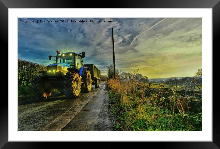 Countryside tractor Framed Mounted Print by Derrick Fox Lomax
