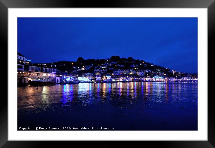Christmas Light reflections in Looe Cornwall Framed Mounted Print by Rosie Spooner