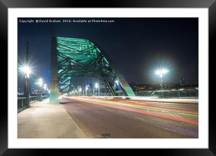 Tyne Bridge at night Framed Mounted Print by David Graham