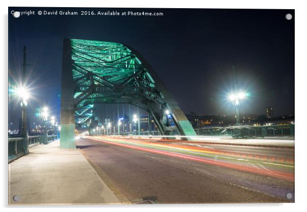 Tyne Bridge at night Acrylic by David Graham