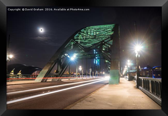 Tyne Bridge light trails - Newcastle  Framed Print by David Graham