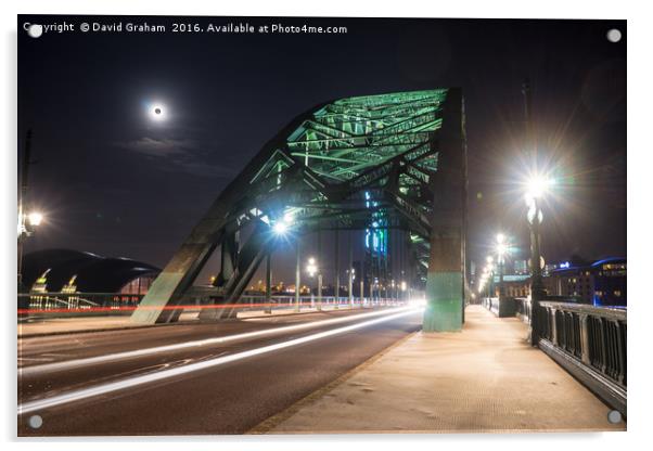 Tyne Bridge light trails - Newcastle  Acrylic by David Graham