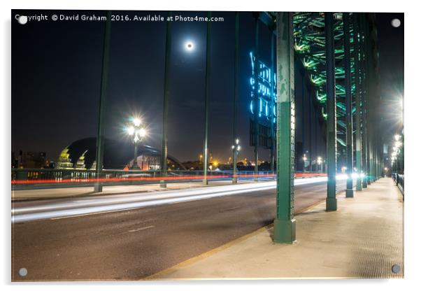 Tyne Bridge light trails - Newcastle Acrylic by David Graham