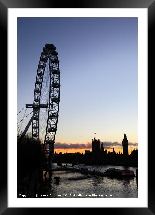 Millennium Wheel River Thames and London Skyline Framed Mounted Print by James Brunker