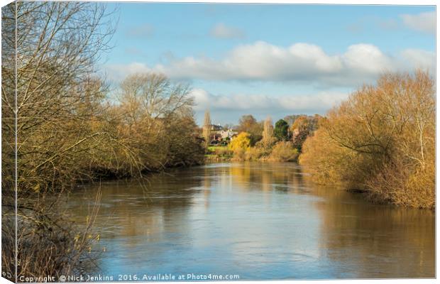 River Wye at Ross on Wye in autumn Canvas Print by Nick Jenkins