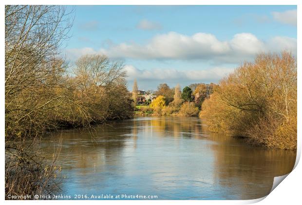 River Wye at Ross on Wye in autumn Print by Nick Jenkins