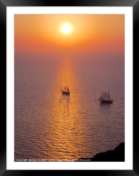 Sunset at Oia, Santorini Framed Mounted Print by Nymm Gratton