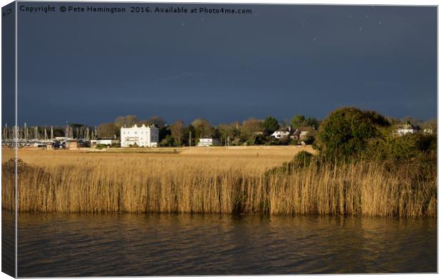 Topsham over Exeter Canal Canvas Print by Pete Hemington