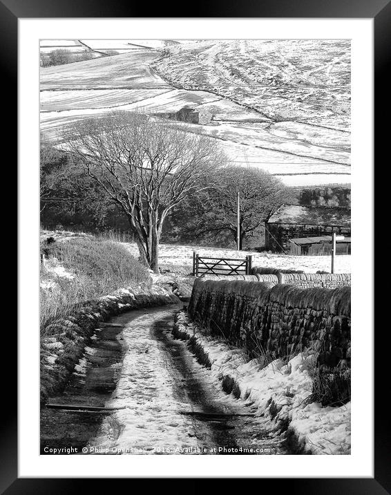Snow on Badger Lane Framed Mounted Print by Philip Openshaw