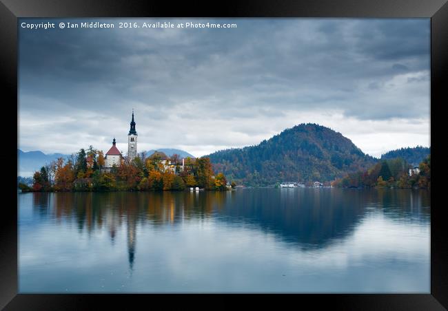 Autumn colours at Lake Bled Framed Print by Ian Middleton