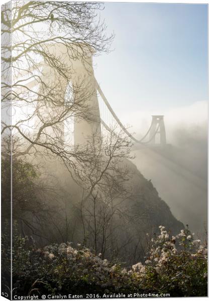 Misty Morning at Bristol's Bridge Canvas Print by Carolyn Eaton
