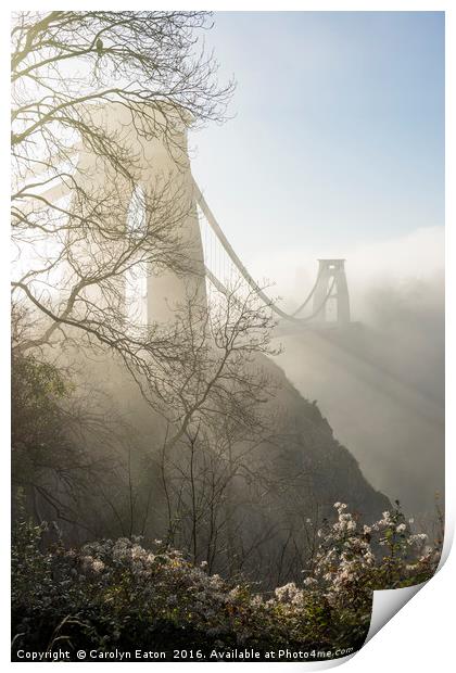 Misty Morning at Bristol's Bridge Print by Carolyn Eaton