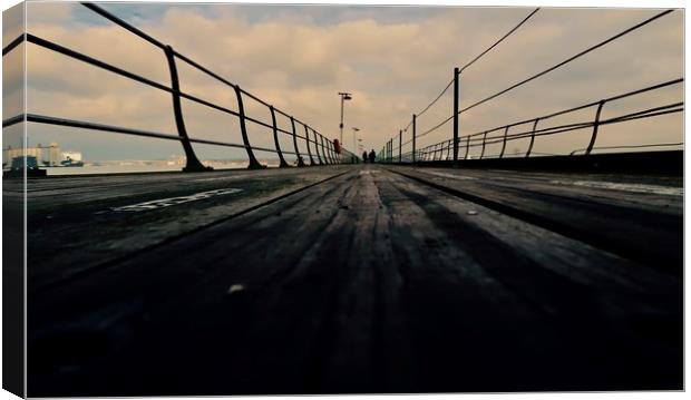 Damp Hythe Pier Canvas Print by Mike Evans