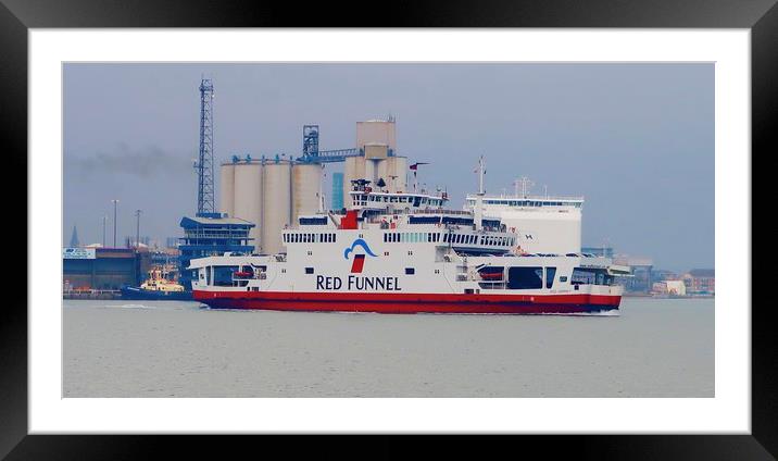 Red Funnel On Its Way To The Island  Framed Mounted Print by Mike Evans
