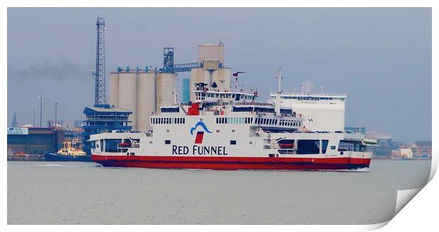 Red Funnel On Its Way To The Island  Print by Mike Evans