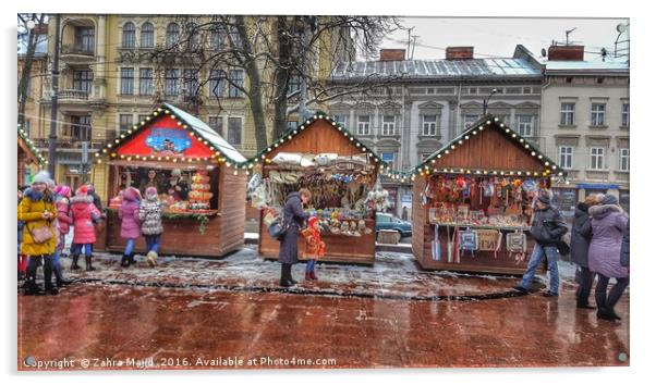 Christmas in Lviv Acrylic by Zahra Majid