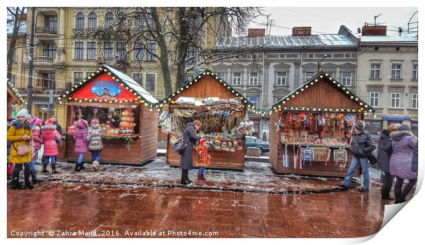 Christmas in Lviv Print by Zahra Majid