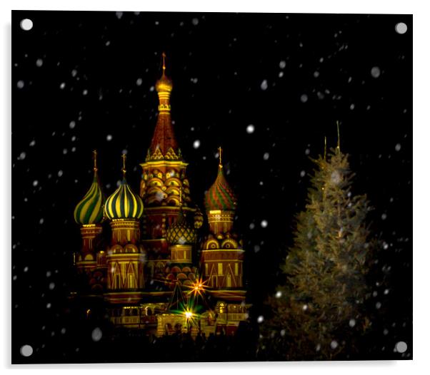 Moscow Night Acrylic by Svetlana Korneliuk