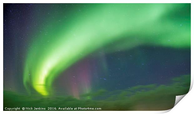 Aurora Borealis over Hofn Iceland Print by Nick Jenkins