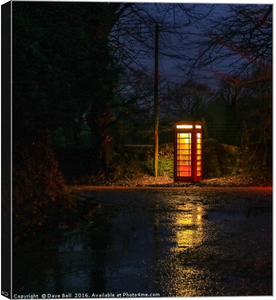 Bodmin Moor Phone Box In The Rain At Night Canvas Print by Dave Bell