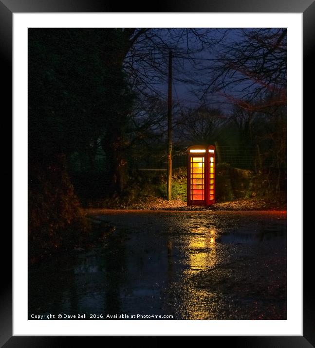 Bodmin Moor Phone Box In The Rain At Night Framed Mounted Print by Dave Bell