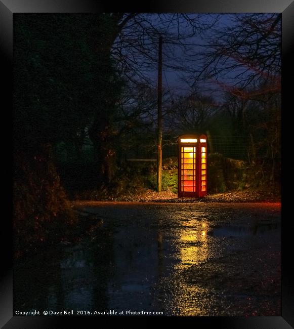 Bodmin Moor Phone Box In The Rain At Night Framed Print by Dave Bell