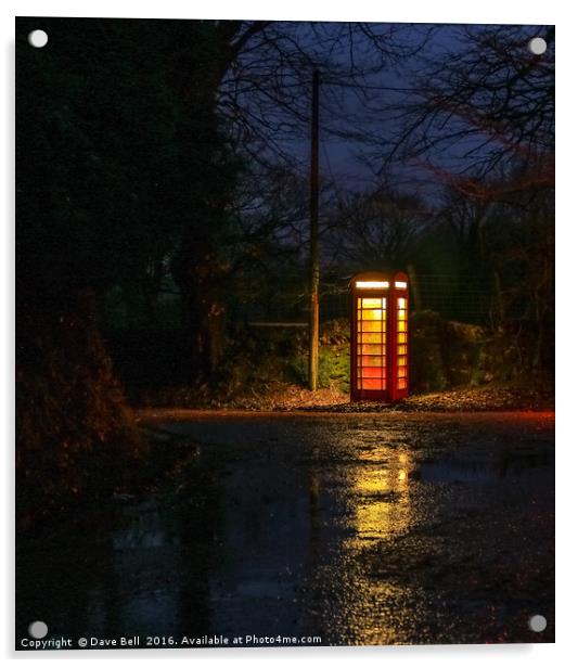 Bodmin Moor Phone Box In The Rain At Night Acrylic by Dave Bell