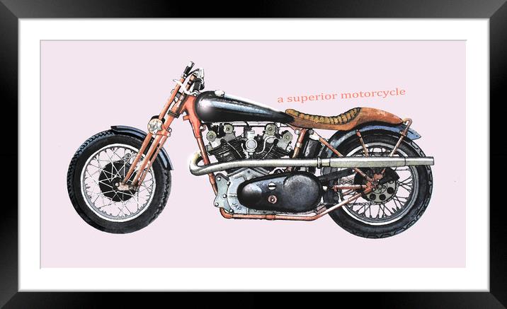 A Superior Motorcycle Framed Mounted Print by John Lowerson