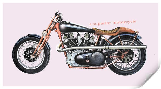A Superior Motorcycle Print by John Lowerson