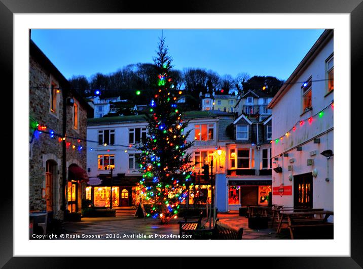 Christmas Tree in Looe Cornwall Framed Mounted Print by Rosie Spooner