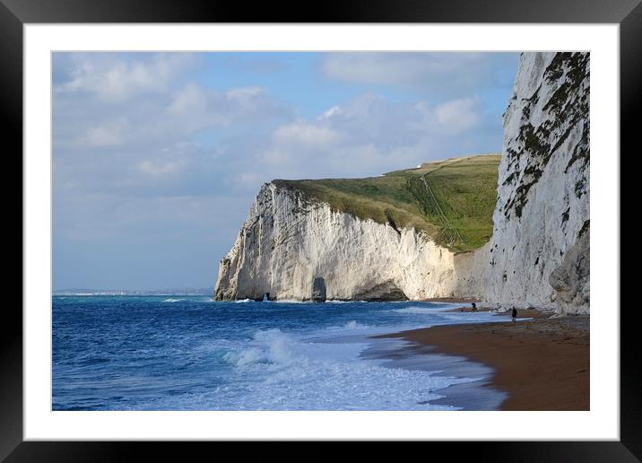 Durdle Door Chalk cliffs Framed Mounted Print by Diana Mower