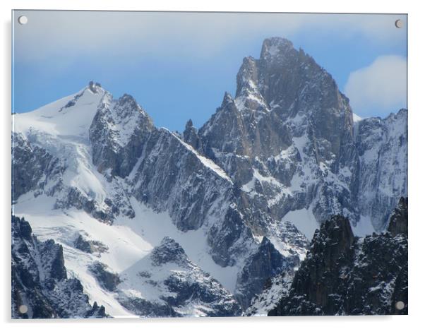 Aiguilles du plan Chamonix French Alps             Acrylic by alan todd