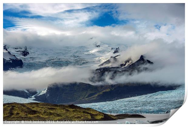 Fjarllsarlon Glacial Lake Iceland Print by Nick Jenkins