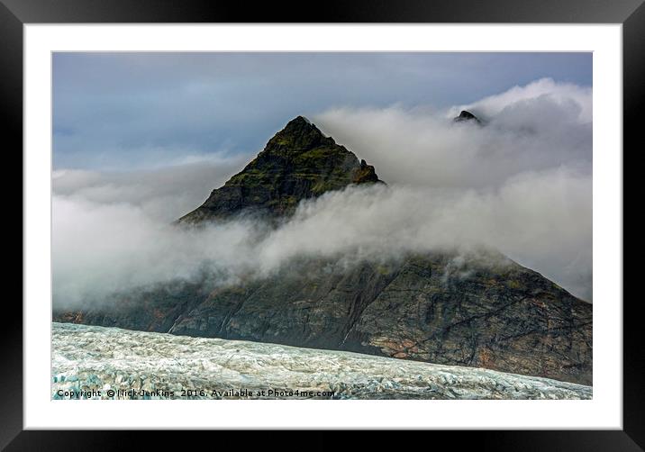 Pyramid Mountain Fjallsarlon Glacial Lake Iceland Framed Mounted Print by Nick Jenkins