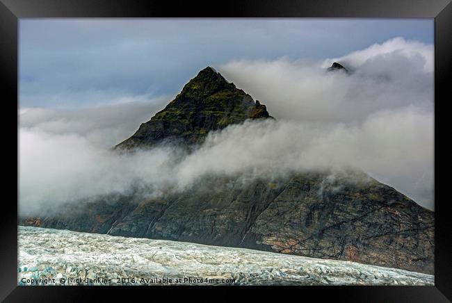 Pyramid Mountain Fjallsarlon Glacial Lake Iceland Framed Print by Nick Jenkins