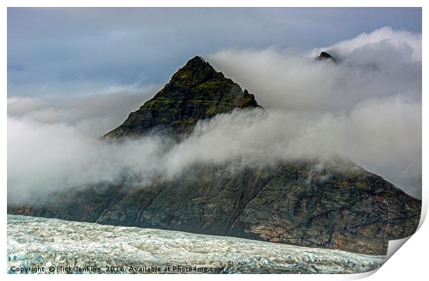 Pyramid Mountain Fjallsarlon Glacial Lake Iceland Print by Nick Jenkins
