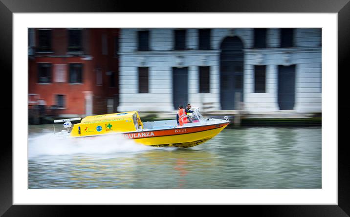 Emergency Ambulance in Venice. Framed Mounted Print by Dave Collins