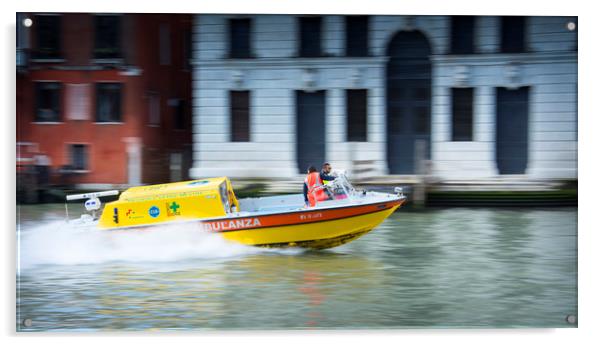 Emergency Ambulance in Venice. Acrylic by Dave Collins