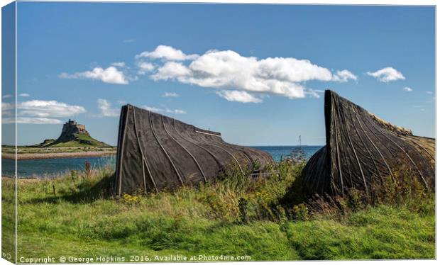 The Upturned Boats of Lindisfarne Island Canvas Print by George Hopkins