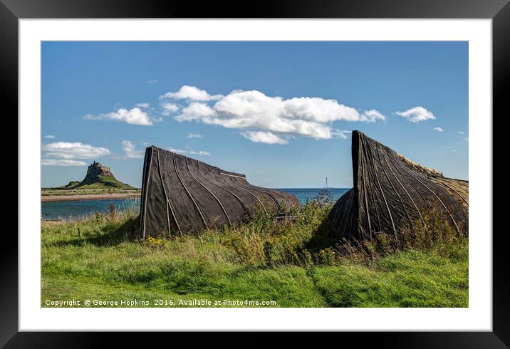 The Upturned Boats of Lindisfarne Island Framed Mounted Print by George Hopkins