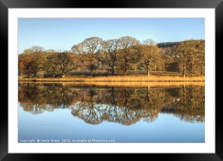 Esthwaite Water Reflections Framed Mounted Print by Jamie Green
