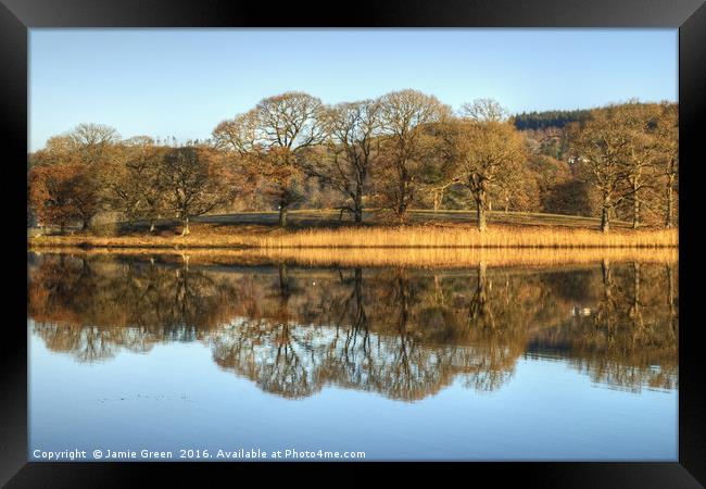 Esthwaite Water Reflections Framed Print by Jamie Green