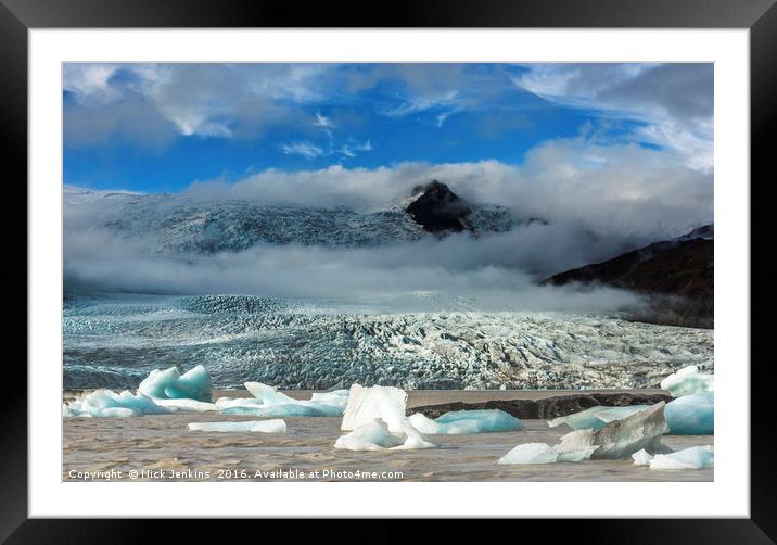Fjallsarlon Glacial Lake and Glacier Iceland Framed Mounted Print by Nick Jenkins