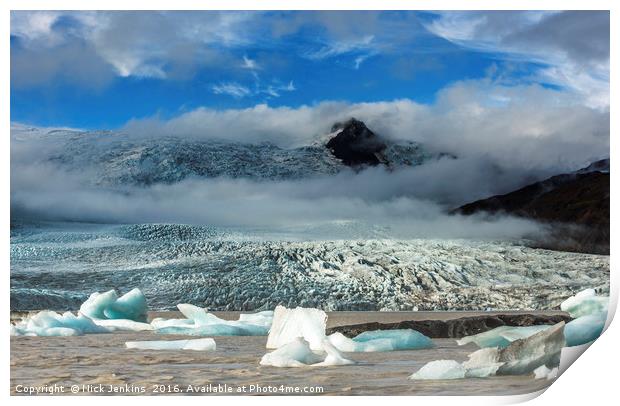 Fjallsarlon Glacial Lake and Glacier Iceland Print by Nick Jenkins
