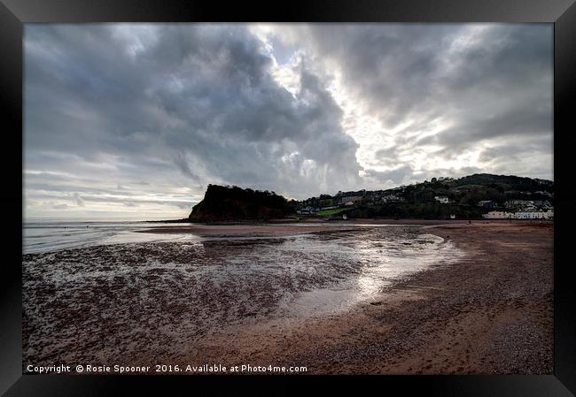 Low Tide looking towards The Ness Headland Shaldon Framed Print by Rosie Spooner