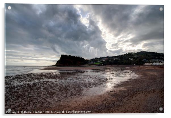 Low Tide looking towards The Ness Headland Shaldon Acrylic by Rosie Spooner